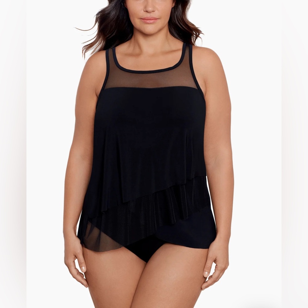 Miraclesuit Plus Size Mirage Tankini Top Size 16W in Black New